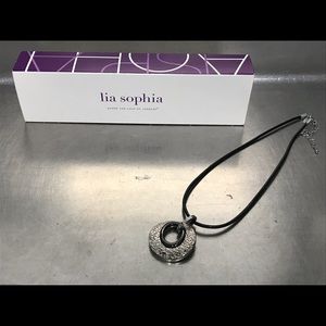 Lia Sophia 16” - 19” Merge Silver Tone and Hematite Embossed Necklace - NWT